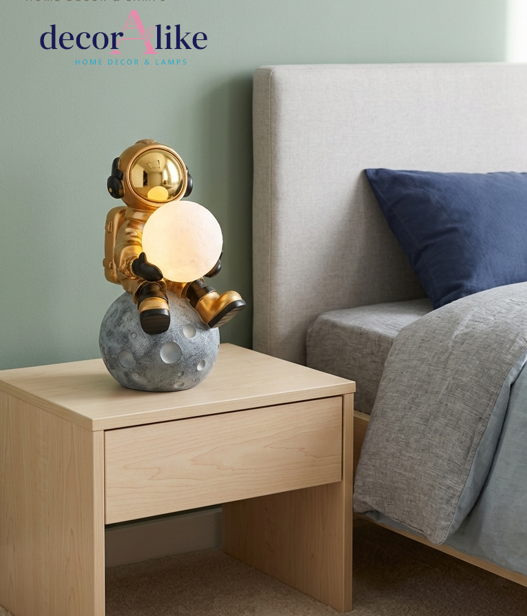 Luxury Astronaut sitting on Moon Lamp | Premium Cosmic Home Decor Pakistan (Imported)