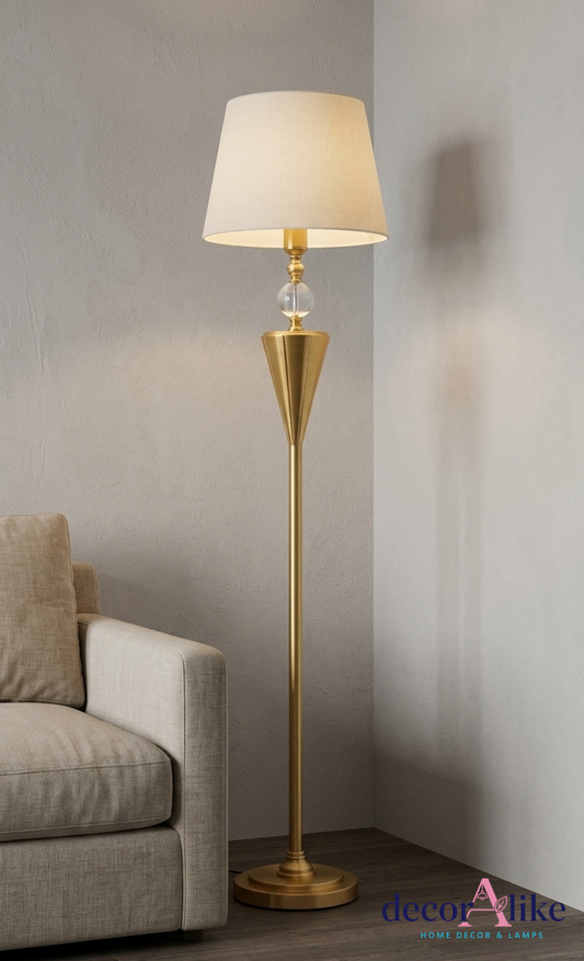 Gold Standing Lamp With Crystal - Luxury Decor Pakistan (Imported)