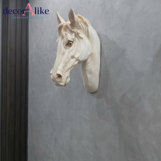 Elegant Off-White Horse Head 3D Wall Sculpture | Premium Home Art Pakistan