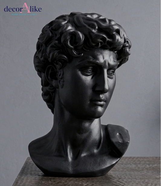 Matte black David sculpture bust – classical statue decor – Decoralike Lahore