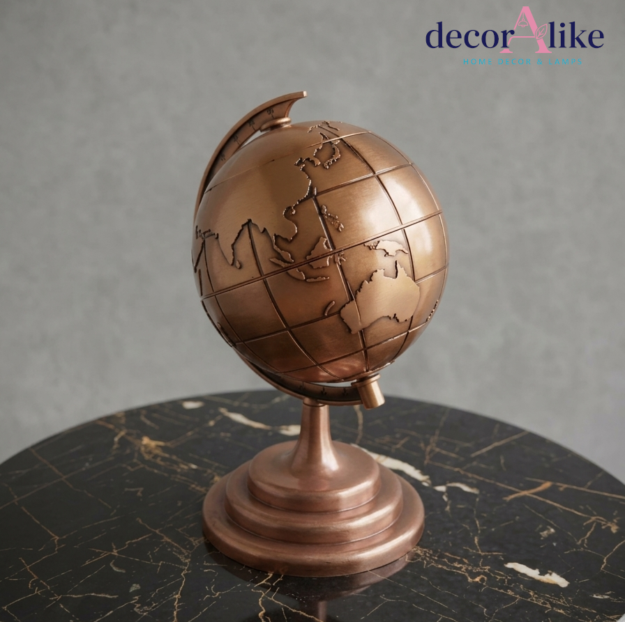 Antique bronze decorative globe on pedestal stand – Decoralike Lahore