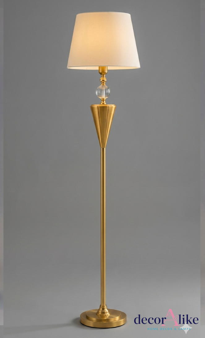 Gold Standing Lamp With Crystal - Luxury Decor Pakistan (Imported)