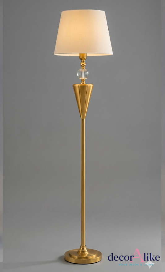 Gold Standing Lamp With Crystal - Luxury Decor Pakistan (Imported)