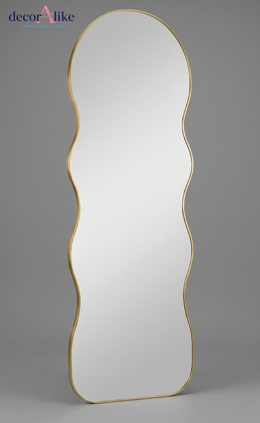 Gold wavy full length mirror with scalloped squiggle frame by DecorAlike