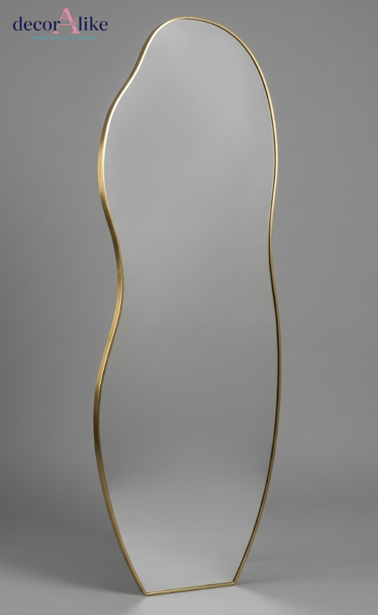 Irregular full length mirror with brushed gold frame by DecorAlike