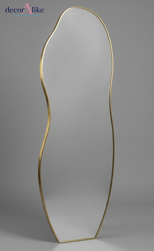 Irregular full length mirror with brushed gold frame by DecorAlike