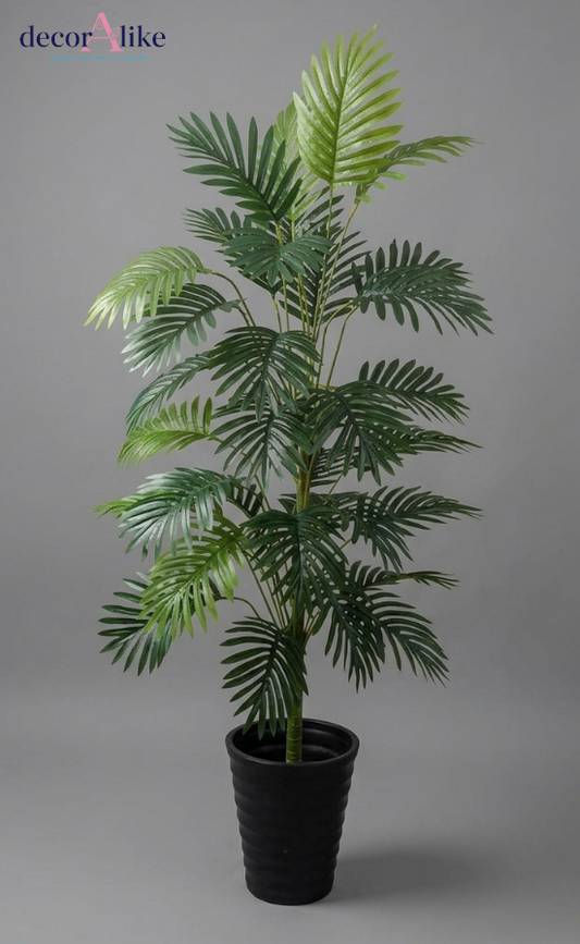 	Artificial areca palm tree in black ribbed planter by DecorAlike
