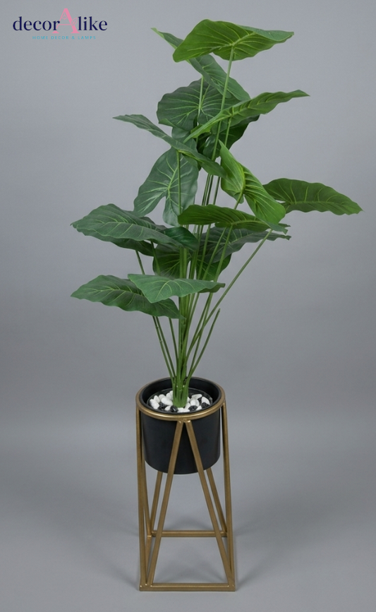 Premium Artificial Elephant Ear Plant with Luxury Gold Stand